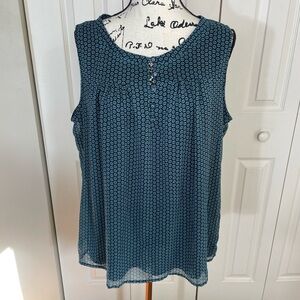 CJ Banks Women’s 1X Blue Print Sleeveless Lined Top